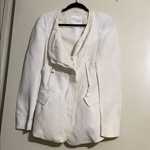 Hanii Y high-low linen blend blazer